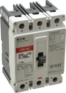 Eaton Cutler-Hammer 60 Amp, 250 VDC, 480 VAC, 3 Pole, Molded Case Circuit Breaker Thermal Magnetic Trip, 18 kA at 240 VAC Breaking Capacity, 14-1/0 AWG, 3-3/8 Inch Deep x 6 Inch High x 4-1/8 Inch Wide EHD3060L - 04883088