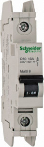 Schneider Electric 13 Amp, 125 VDC, 240 VAC, 60 VDC, 1 Pole, DIN Rail Mount, Fixed Mount Miniature Circuit Breaker Thermal Magnetic Trip, Multiple Breaking Capacity Ratings, 73mm Deep x 107mm High x 18mm Wide 60111 - 69532257