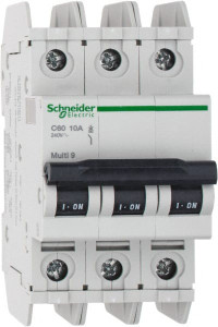 Schneider Electric 10 Amp, 125 VDC, 240 VAC, 60 VDC, 3 Pole, DIN Rail Mount, Fixed Mount Miniature Circuit Breaker Thermal Magnetic Trip, Multiple Breaking Capacity Ratings, 73mm Deep x 107mm High x 54mm Wide 60177 - 69659456