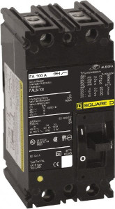 Square D 100 Amp, 240 VAC, 2 Pole, Panel Mount Molded Case Circuit Breaker Thermal Magnetic Trip, 10 kA at 240 VAC Breaking Capacity, 12-1/0 (Aluminum), 14-1/0 (Copper) AWG, 4.16 Inch Deep x 6 Inch High x 3 Inch Long FAL22100 - 69668119