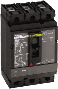 Square D 90 Amp, 250 VDC, 600 VAC, 3 Pole, Panel Mount Molded Case Circuit Breaker Thermal Magnetic Trip, Multiple Breaking Capacity Ratings, 14-3/0 AWG HDL36090 - 69647352