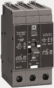 Square D 15 Amp, 480Y/277 V, 3 Pole, Bolt On Miniature Circuit Breaker 65 kA Breaking Capacity, 12, 14 AWG EJB34015 - 69660694