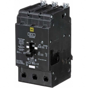 Square D 60 Amp, 480Y/277 V, 3 Pole, Bolt On Miniature Circuit Breaker 65 kA Breaking Capacity, 12, 14 AWG EJB34060 - 69660637