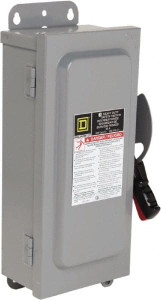 Square D 30 Amp, 600 VAC/VDC, 3 Pole Fused Safety Switch NEMA 12 & 3R, 7.5 hp at 480 VAC, 5 hp at 250 VDC (Single Phase), 20 hp at 600 VAC, 10 hp at 600 VDC (Triple Phase) H361AWKVW - 69525293