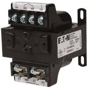 Eaton Cutler-Hammer 1 Phase, 0.1 kVA, Control Transformer 2 Input, 1 Output Winding, 50/60 Hz, 3-3/8 Inch Deep x 2-7/8 Inch High, 131°F Temp Rise C0100E1B - 00659524