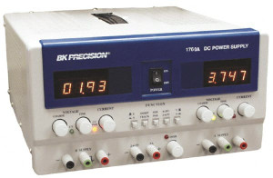 B&K Precision 350 Watt, (A & B) 0 to 2 Amp, (C) 5 Amp, 240 VAC Input, (A & B) 0 to 30 VDC, (C) 4 to 6.50 VDC Output, Benchtop Power Supply 3 Outputs, 10-1/2 Inch Wide x 15 Inch Deep x 5.7 Inch High, 32 to 104°F, LED Display 1760A - 00187310