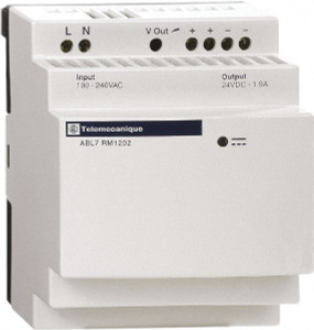 Schneider Electric 60 Watt, 2.50 Amp, 200 to 240 VAC Input, 24 VDC Output, DIN Rail, Panel Power Supply Screw Connection, 60mm Wide x 59mm Deep x 100mm High, 84-100% Efficiency, Green LED Output ABL7RM24025 - 69647600