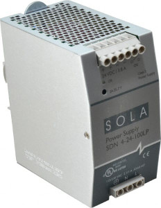Sola/Hevi-Duty 92 Watt, 3.8 Amp, 230 VAC Input, 24 VDC Output, DIN Rail Power Supply 2.56 Inch Wide x 4.55 Inch Deep x 4.88 Inch High, Up to 88% Efficiency, 14 to 140°F, Green LED SDN4-24-100LP - 64911977