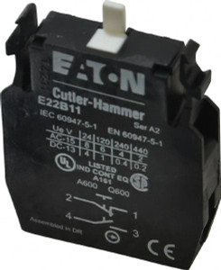 Eaton Cutler-Hammer NO/NC, Electrical Switch Contact Block 22-1/2mm Hole, For Use with Indicating Lights, Pushbuttons E22B11 - 07828338