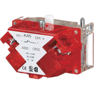 Schneider Electric NO/NC, Multiple Amp Levels, Electrical Switch Contact Block 125 VDC at 0.55 Amp and 240 VAC at 3 Amp, Screw Terminal, For Use with Harmony 9001K 9001KA53 - 58166307