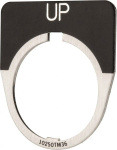 Eaton Cutler-Hammer Half Round, Legend Plate - Up Black Background, 30-1/2mm Hole Diameter 10250TM35 - 07827355