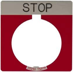 Eaton Cutler-Hammer Square, Legend Plate - Stop Red Background, 30-1/2mm Hole Diameter 10250TS34 - 07827116