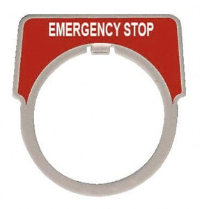 Square D Round, Aluminum Legend Plate - Emergency Stop Red Background, White Letters, 1.18 Inch Hole Diameter 9001KN205 - 68618867