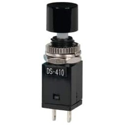 GC/Waldom Electronics 0.315 Inch Mount Hole, Miniature Pushbutton Switch Only Round, Black Pushbutton, Nonilluminated, Momentary (MO), Off-On 35-409 - 06969554