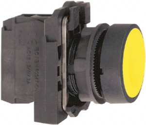 Schneider Electric 22mm Mount Hole, Flush, Pushbutton Switch with Contact Block Round, Yellow Pushbutton, Momentary (MO) XB5AA51 - 69671832