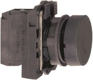 Schneider Electric 22mm Mount Hole, Flush, Pushbutton Switch with Contact Block Round, Black Pushbutton, Momentary (MO) XB5AA21 - 69535953