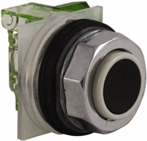 Schneider Electric 30mm Mount Hole, Extended Straight, Pushbutton Switch with Contact Block Black Pushbutton, Momentary (MO) 9001KR3BH5 - 69654184