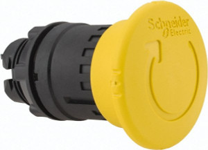 Schneider Electric 22mm Mount Hole, Extended Mushroom Head, Pushbutton Switch Only Round, Yellow Pushbutton, Nonilluminated, Maintained (MA) ZB5AS55 - 69670370