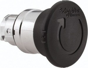 Schneider Electric 22mm Mount Hole, Extended Mushroom Head, Pushbutton Switch Only Round, Black Pushbutton, Nonilluminated, Maintained (MA) ZB4BS52 - 69671055