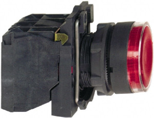 Schneider Electric 22mm Mount Hole, Flush, Pushbutton Switch with Contact Block Round, Red Pushbutton, Illuminated, Momentary (MO) XB5AW34B5 - 69671691