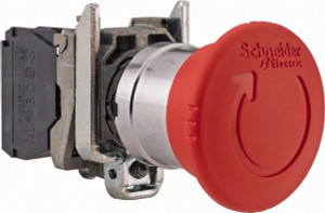 Schneider Electric 22mm Mount Hole, Extended Mushroom Head, Pushbutton Switch Only Round, Red Pushbutton, Nonilluminated, Trigger Action, Off, Shock and Vibration Resistant XB4BS8442 - 53810727