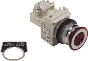 Schneider Electric 30mm Mount Hole, Extended Straight, Pushbutton Switch with Contact Block Red Pushbutton, Maintained (MA) 9001KR9P1LRRH13 - 69534782