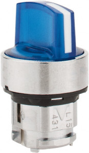 Schneider Electric 22mm Mount Hole, 3 Position, Handle Operated, Selector Switch Blue, Momentary (MO), Illuminated, Shock, Vibration and Water Resistant ZB4BK1563 - 69671113