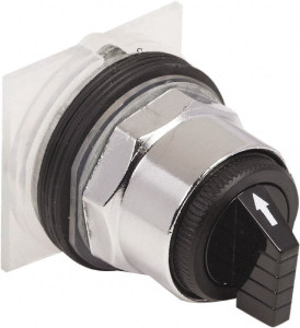 Schneider Electric 1.18 Inch Mount Hole, 3 Position, Knob and Pushbutton Operated, Selector Switch Only Black, Maintained (MA), without Contact Blocks, Weatherproof and Dust and Oil Resistant 9001KS49B - 69653889