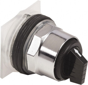 Schneider Electric 30mm Mount Hole, 3 Position, Knob and Pushbutton Operated, Selector Switch Only Black, Momentary (MO), without Contact Blocks, Weatherproof and Dust and Oil Resistant 9001KS72B - 69653764