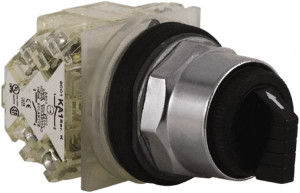 Schneider Electric 30mm Mount Hole, 3 Position, Knob and Pushbutton Operated, Selector Switch Black, Maintained (MA), 2NO/2NC, Weatherproof and Dust and Oil Resistant 9001KS43BH2 - 87284725