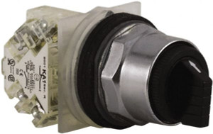 Square D 30mm Mount Hole, 3 Position, Knob Operated, Selector Switch Only Black, Maintained (MA), Nonilluminated 9001KS43BH13 - 55484117