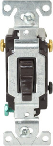 Cooper Wiring Devices 3 Pole, 120 to 277 VAC, 15 Amp, Commercial Grade Toggle Three Way Switch For Fluorescent, Brown, 3 Phase, -4 to 140° F, 106.67mm x 33.01mm CS315B - 78005089