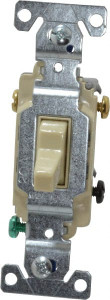 Cooper Wiring Devices 3 Pole, 120 to 277 VAC, 20 Amp, Commercial Grade Toggle Three Way Switch For Fluorescent, Ivory, 3 Phase, -4 to 140° F, 106.67mm x 33.01mm CS320V - 78005113