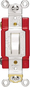 Cooper Wiring Devices 1 Pole, 120 to 277 VAC, 20 Amp, Industrial Grade Toggle Wall Switch For Fluorescent, White, -4 to 140° F, 106.42mm x 33.01mm AH1221W - 68619428