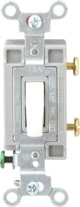 Hubbell Wiring Device-Kellems 1 Pole, 120 to 277 VAC, 15 Amp, Commercial Grade Toggle Wall Switch White, 1 Phase, -40 to 239° F, 4-1/16" High CS115W - 54030531
