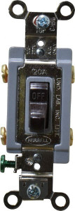 Hubbell Wiring Device-Kellems 2 Pole, 120 to 277 VAC, 20 Amp, Industrial Grade Toggle Wall Switch Brown, 1 Phase, -40 to 239° F, 4-1/16" x 1-5/16" HBL1222 - 54031927