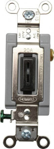 Hubbell Wiring Device-Kellems 1 Pole, 120 to 277 VAC, 20 Amp, Industrial Grade Toggle Wall Switch Black, 1 Phase, -40 to 239° F, 4-1/16" x 1-5/16" HBL1221L - 54031901