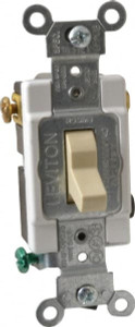 Leviton 3 Pole, 120 to 277 VAC, 15 Amp, Commercial Grade Toggle Three Way Switch Ivory, 1 Phase, -40 to 149° F, 103.2mm x 33.3mm CSB3-15I - 65223562