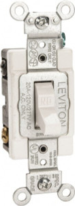 Leviton 2 Pole, 120 to 277 VAC, 20 Amp, Commercial Grade Toggle Wall Switch White, 1 Phase, -40 to 149° F, 103.2mm x 33.3mm CSB2-20W - 65223547