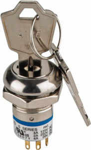 GC/Waldom Electronics 4 Amp at 125 Volt, DPDT, 4 Tumbler Key Switch with Detent Solder Terminal, 0.76 Inch Mount Hole Diameter, 0.931 Inch Cylinder Length, On-On Sequence 35-3192 - 06489496