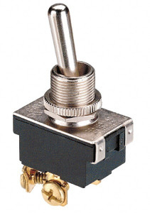 GC/Waldom Electronics SPDT Medium Duty On-Off-On Toggle Switch Spade Terminal, Paddle Handle Actuator, 1/2 hp at 125/250 VAC hp, 125 VAC at 10 A & 250 VAC at 5 A 35-184 - 06096895