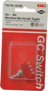 GC/Waldom Electronics 4PDT Miniature On-On Toggle Switch Solder Lug Terminal, Bat Handle Actuator, 125 VAC at 5 A & 250 VAC at 2 A 35-036 - 06096564