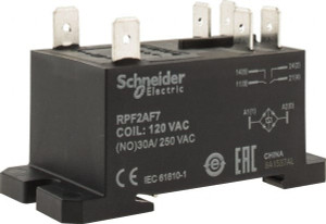 Schneider Electric 7,500 VA Power Rating, Electromechanical Plug-in General Purpose Relay 20 Amp at 28 VDC, 25 at 28 VDC, 30 at 250/277 VAC, 2NO, 120 VAC RPF2AF7 - 69535854