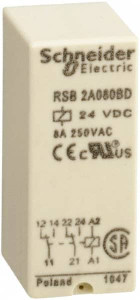 Schneider Electric 2,000 VA Power Rating, Electromechanical Plug-in General Purpose Relay 8 Amp at 250 VAC & 28 VDC, 2CO, 24 VDC RSB2A080BD - 69651917