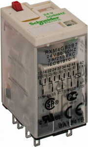 Square D 14 Pins, 1.2 VA Power Rating, Ice Cube Electromechanical Plug-in General Purpose Relay 3 Amp at 277 VAC, 4PDT, 24 VAC, 21mm Wide x 40mm High x 27mm Deep RXM4GB2B7 - 68618289