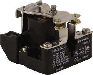 Square D 2 hp, 10 VA Power Rating, Electromechanical Screw Clamp General Purpose Relay 10 Amp at 600 V & 40 Amp at 277 VAC, SPST, 120 VAC at 50/60 Hz, 63.6mm Wide x 50.3mm High x 63.2mm Deep 8501CO6V20 - 69672640