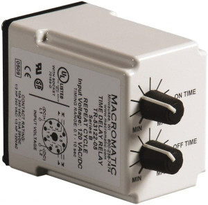 Macromatic 8 Pin, 10 min Delay, Multiple Range DPDT Time Delay Relay 10 Contact Amp, 120 VAC/VDC, Knob TR-53122-22 - 77981942