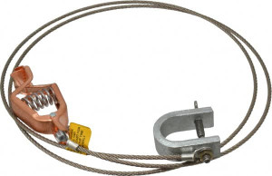 Hubbell 19 AWG, 5 Ft., Alligator Clip, C-Clamp, Grounding Cable with Clamps Noninsulated, Federal Specification A-A-59466-010 GCSP-AC-05 - 03383643