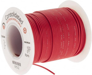 Made in USA 26 AWG, 7 Strand, 100 ft. OAL, Tinned Copper Hook Up Wire Red PVC Jacket, 0.051" Diam 815-2-100 - 78264140
