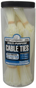 Thomas & Betts 4 to 11 Inch Range, White Cable Ties 3 Inch Bundle Diameter, 18, 40 and 50 Lb. Strength, Nylon 90650-I - 00140434